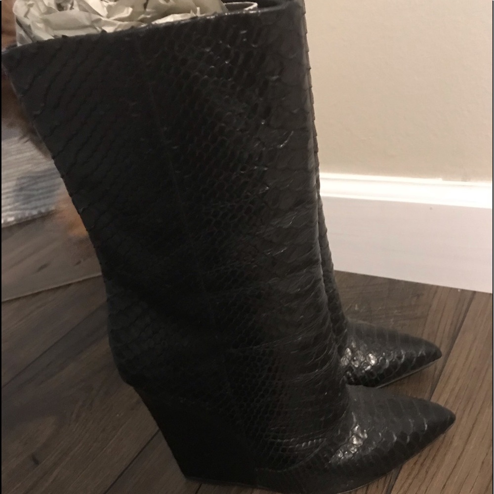 Giuseppe Zanotti snakeskin wedge calf boot